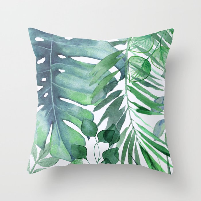 Tropical  Leaves Throw Pillow