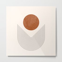 Boho Geometric Shapes, Abstract Lines and Shapes, Arch Lines, Burnt Orange - Mid-century Sun Metal Print | Mid Centuryart, Geometricshapes, 70Ies, Semicircles, Abstractgeometric, Halfcircles, Minimalist, Abstractshapes, Trend, Linesandshapes 