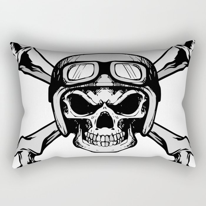 Biker Skull and cross bones Rectangular Pillow