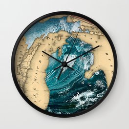 Michigan Waves Map Wall Clock