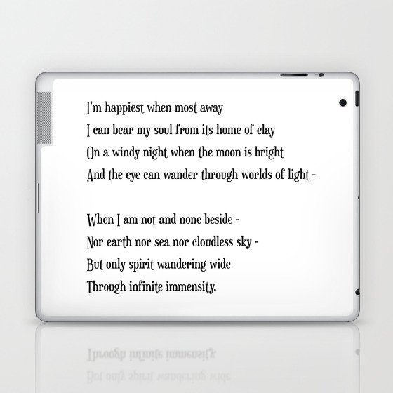 I'm happiest when most away - Emily Bronte Poem - Literature - Typography Print Laptop & iPad Skin
