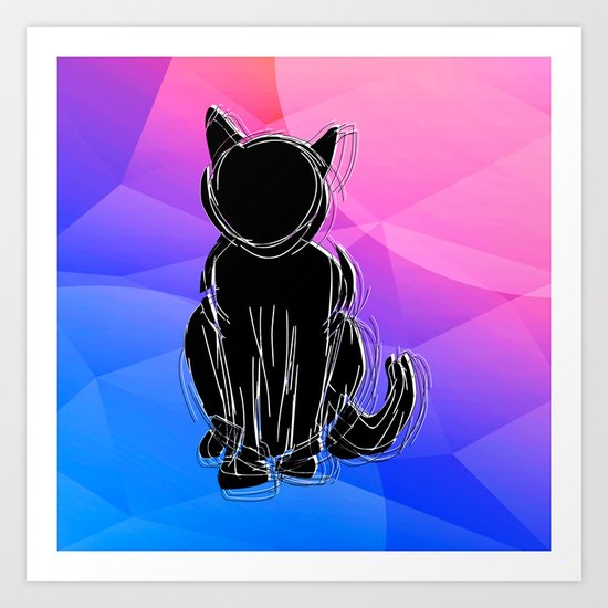 Black Cat - geometric background Art Print