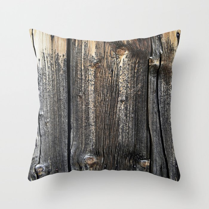 Old Weathered Wood Texture Throw Pillow