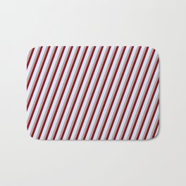 [ Thumbnail: Dark Gray, Maroon, and Lavender Colored Lines/Stripes Pattern Bath Mat ]