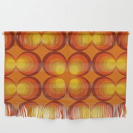 70s Circle Design - Orange Background Wall Hanging