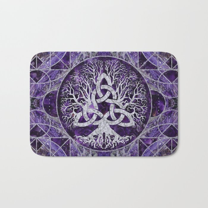Tree of life with Triquetra Amethyst and silver Bath Mat