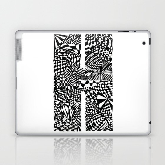 Alphabet Letter H Impact Bold Abstract Pattern (ink drawing) Laptop & iPad Skin
