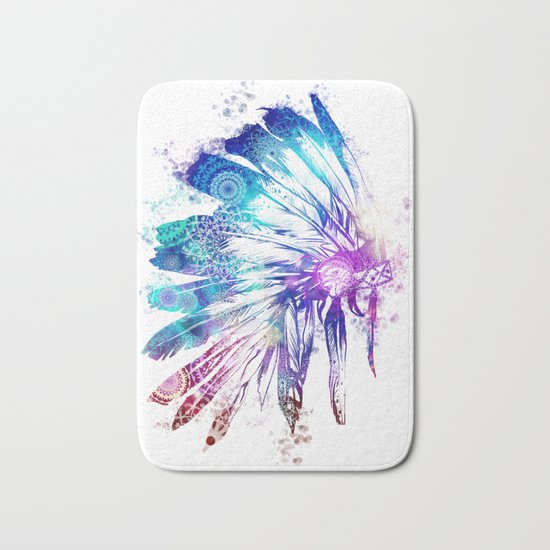 mandala colorful headdress Bath Mat