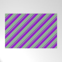 [ Thumbnail: Dark Violet and Dark Sea Green Colored Lines Pattern Welcome Mat ]