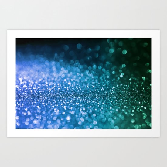 Foam on the sea - Blue glitter effect texture Art Print