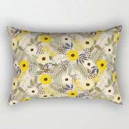 Yellow Boho Style Tropical Florals  Rectangular Pillow