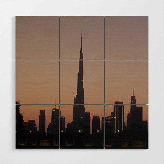 Burj Khalifa at Sunset Wood Wall Art
