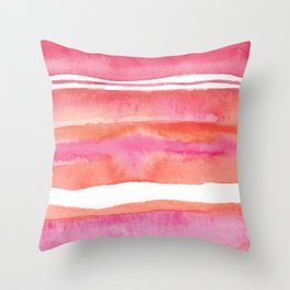 Watercolor summer pink and orange 002 Throw Pillow
