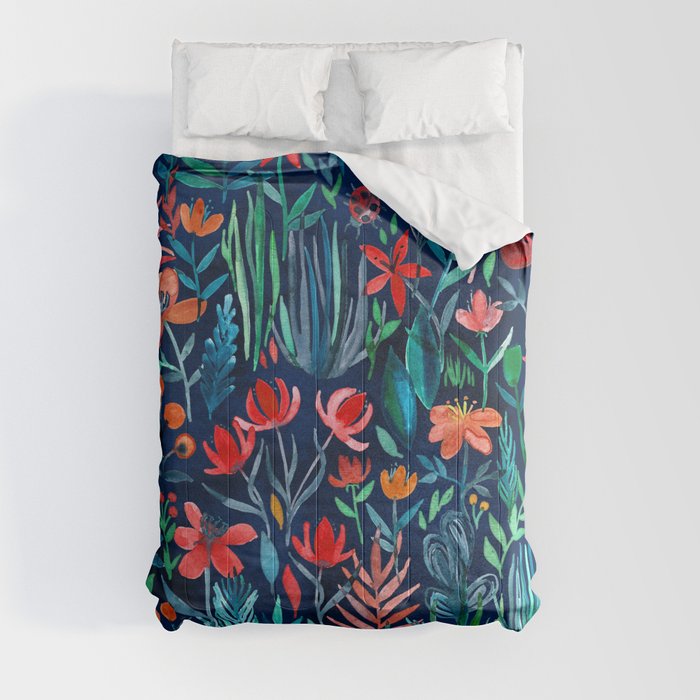 Tropical Ink - a watercolor garden Comforter