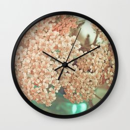 Botanical Still Life Yarrow in Apricot and Jade Wall Clock