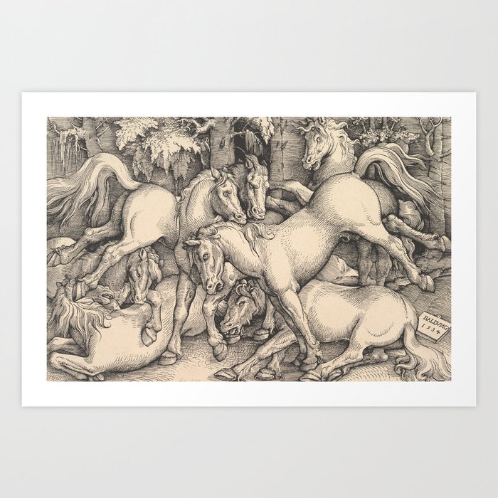 Group of Seven Horses - Baldung Art Print