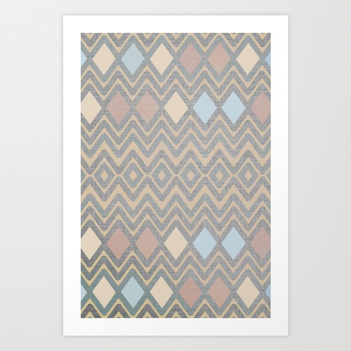 Woven Geometry Fabric ZigZag Pattern Pastel Art Print