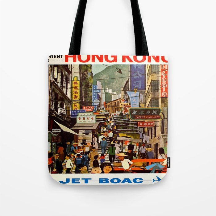 Vintage Hong Kong Print Tote Bag