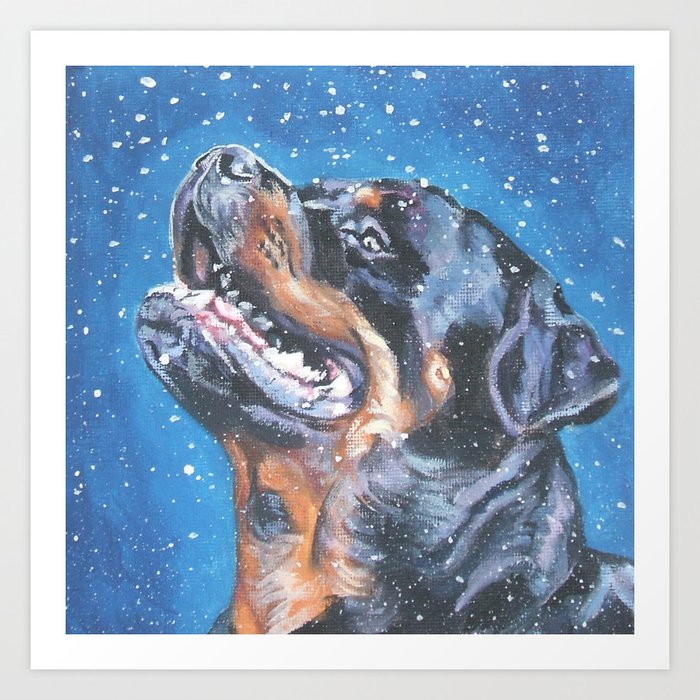 Rottweiler Dog Art Portrait From An Original Painting By L A