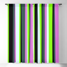 [ Thumbnail: Dark Slate Gray, Orchid, Light Cyan, Chartreuse & Black Colored Lines/Stripes Pattern Blackout Curtain ]