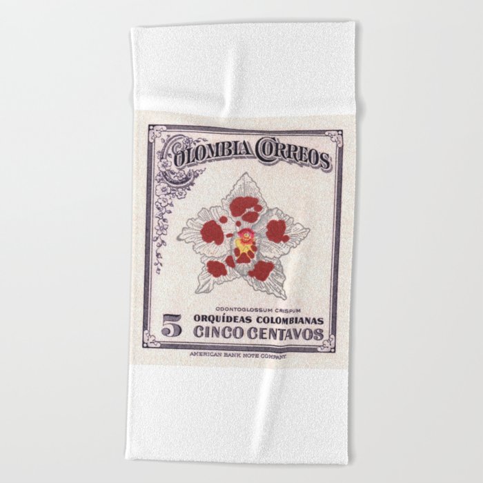 1947 COLOMBIA Odontoglossum Orchid Stamp Beach Towel