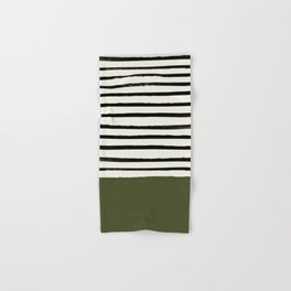 Olive Green x Stripes Hand & Bath Towel