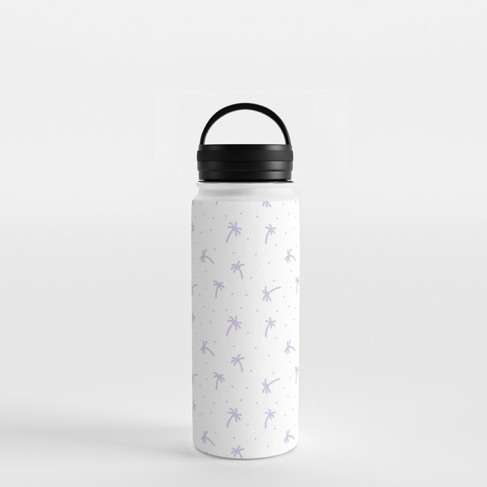 Lilac Doodle Palm Tree Pattern Water Bottle