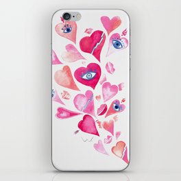 Hearts and kisses iPhone Skin