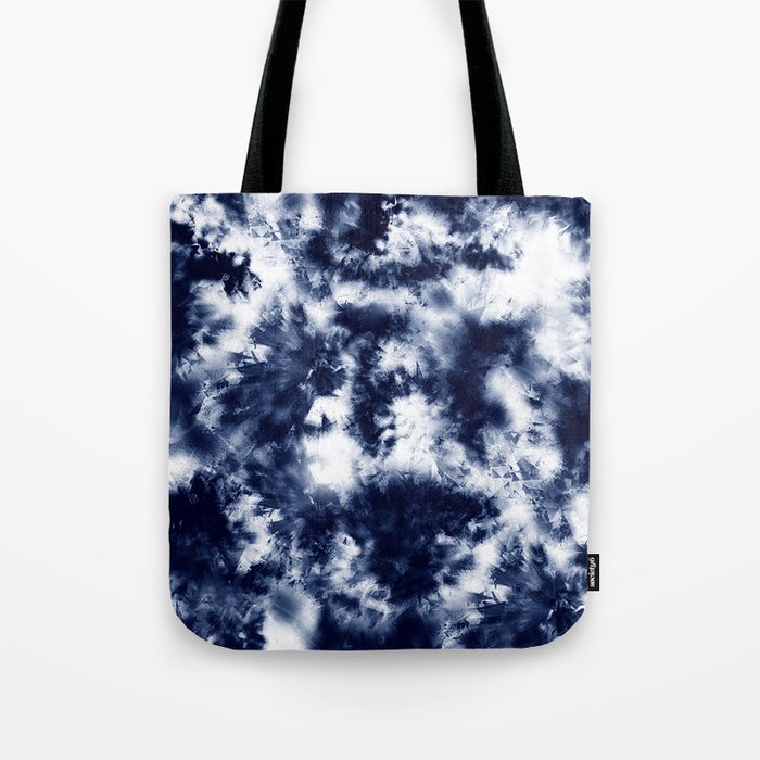 Blue Batik Tote Bag with Woven Base and Magnetic Closure