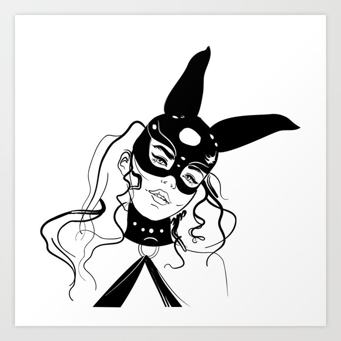 Kinky Masked Girl Bunny Face Collar Gift Consensual DS Art Art Print