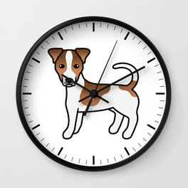 White And Tan Smooth Coat Jack Russell Terrier Dog Cute Cartoon Illustration Wall Clock | Curated, Brownjackrussell, Cartoondog, Jrt, Animal, Dogdrawing, Cartoonjackrussell, Cartoonjrt, Russellterrier, Pet 