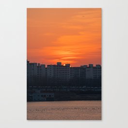 Blazing Sun Over Ttukseom (Seoul) Canvas Print