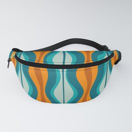 Hourglass Mid Century Modern Abstract Pattern in Turquoise, Aqua, Orange, and Rust Fanny Pack