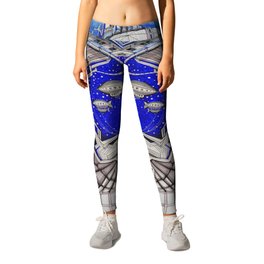 PLATFORM CITY Leggings | Drawing, Space, Architecture, Illustration, Industrial, Pattern, Sci-Fi, Futurism, Colored Pencil, Geometry 