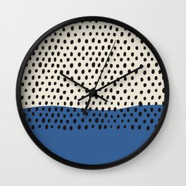 Minimalist Classic Blue & White Line Art, Simple Minimal Print, Pantone Classic Blue, Living Room Wa Wall Clock