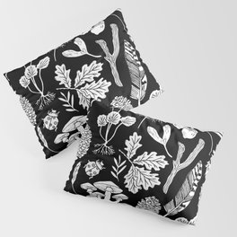 Linocut minimal botanical boho feathers nature inspired scandi black and white art Pillow Sham
