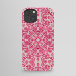Hot Pink & Soft Cream Folk Art Pattern iPhone Case