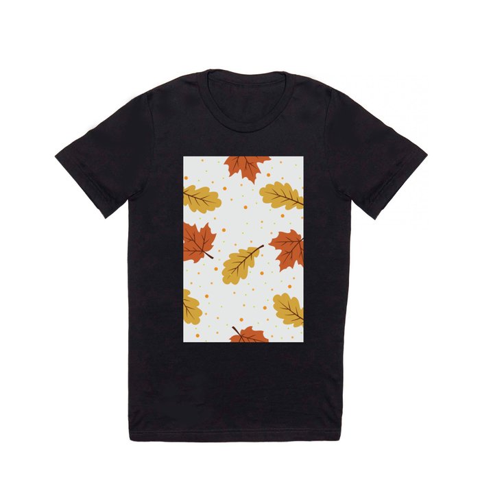 White, Orange & Red Color Autumn Pattern Design  T Shirt