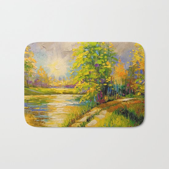 At sunset by the river Bath Mat