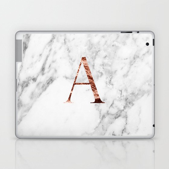 Monogram rose gold marble A Laptop & iPad Skin