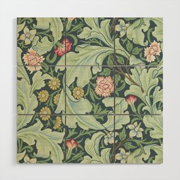 William Morris Leicester Woad Sage Floral Wood Wall Art