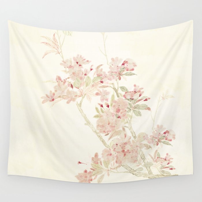 Watercolour of pink blossom Wall Tapestry
