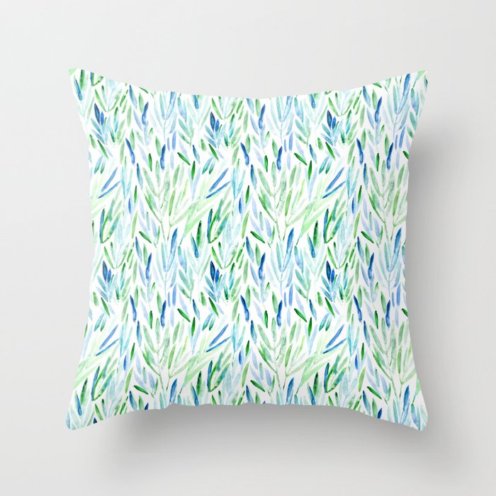 Eucalyptus leaves || watercolor Throw Pillow