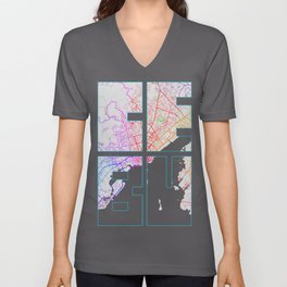 Cebu City Map of the Philippines - Colorful V Neck T Shirt