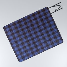 Blue and Navy Plaid Tartan Checkered  Picnic Blanket