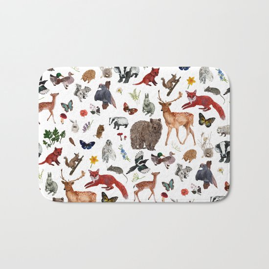 Wild Woodland Animals Bath Mat
