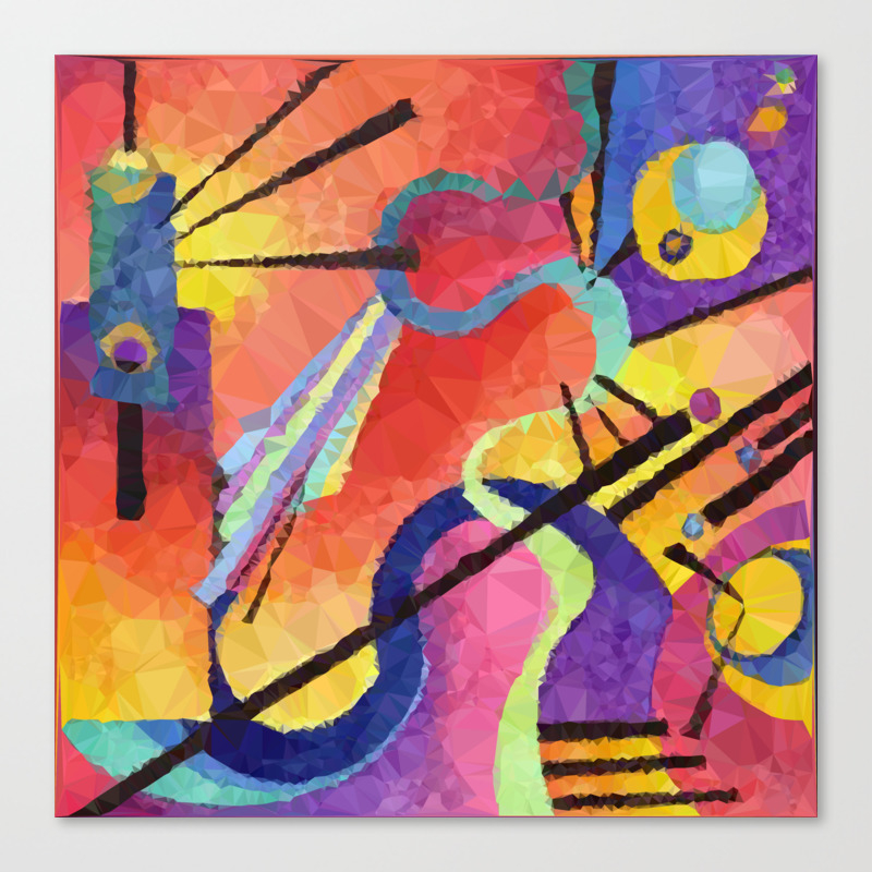 Modern Abstract Low Poly Geometric Triangles After Kandinsky