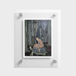 A Girl On Turtle in The Forest Old French Fairytales, illustrated by Virginia Frances Sterrett (Reproduction) Floating Acrylic Print