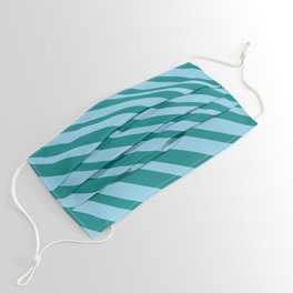 [ Thumbnail: Sky Blue & Teal Colored Lines/Stripes Pattern Face Mask ]