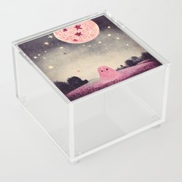 Little Pink Ghost under Pink Moon Acrylic Box